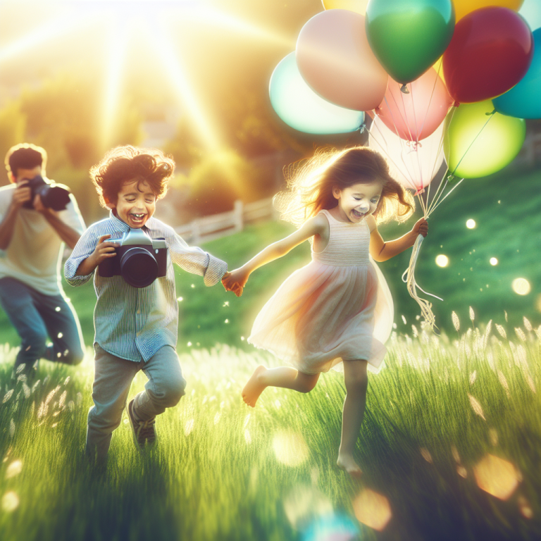 צלם ילדים מקצועי מצלם קבוצת ילדים שמחים בטבע, באמצע ריצה בשדה ירוק כשהשמש מאירה אותם. התמונה מדגישה צילום משפחתי, צילום ילדים וצילום טבע בסגנון טבעי ובלתי נשכח.