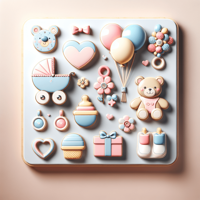 מגנטים צבעוניים ומעוצבים לאירוע בריתה מוצגים על לוח מגנטי, כוללים סמלים כמו עגלת תינוק ובלונים, רעיון למזכרת מקורית לאורחים