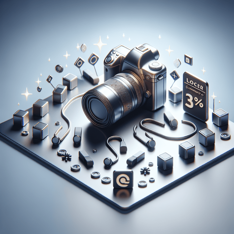 מגנטים מעוצבים לאירועים מונחים על שולחן לצד מצלמת DSLR, מסמלים שירות צלם מגנטים זול של מיכאל הצלם עם דגש על איכות ומחיר משתלם