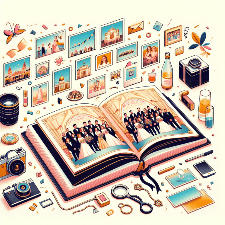 אלבום בר מצווה מעוצב פתוח, עם תמונות בר מצווה באיכות גבוהה וסמלים של צילום מקצועי, המדגישים את השירות של מיכאל הצלם
